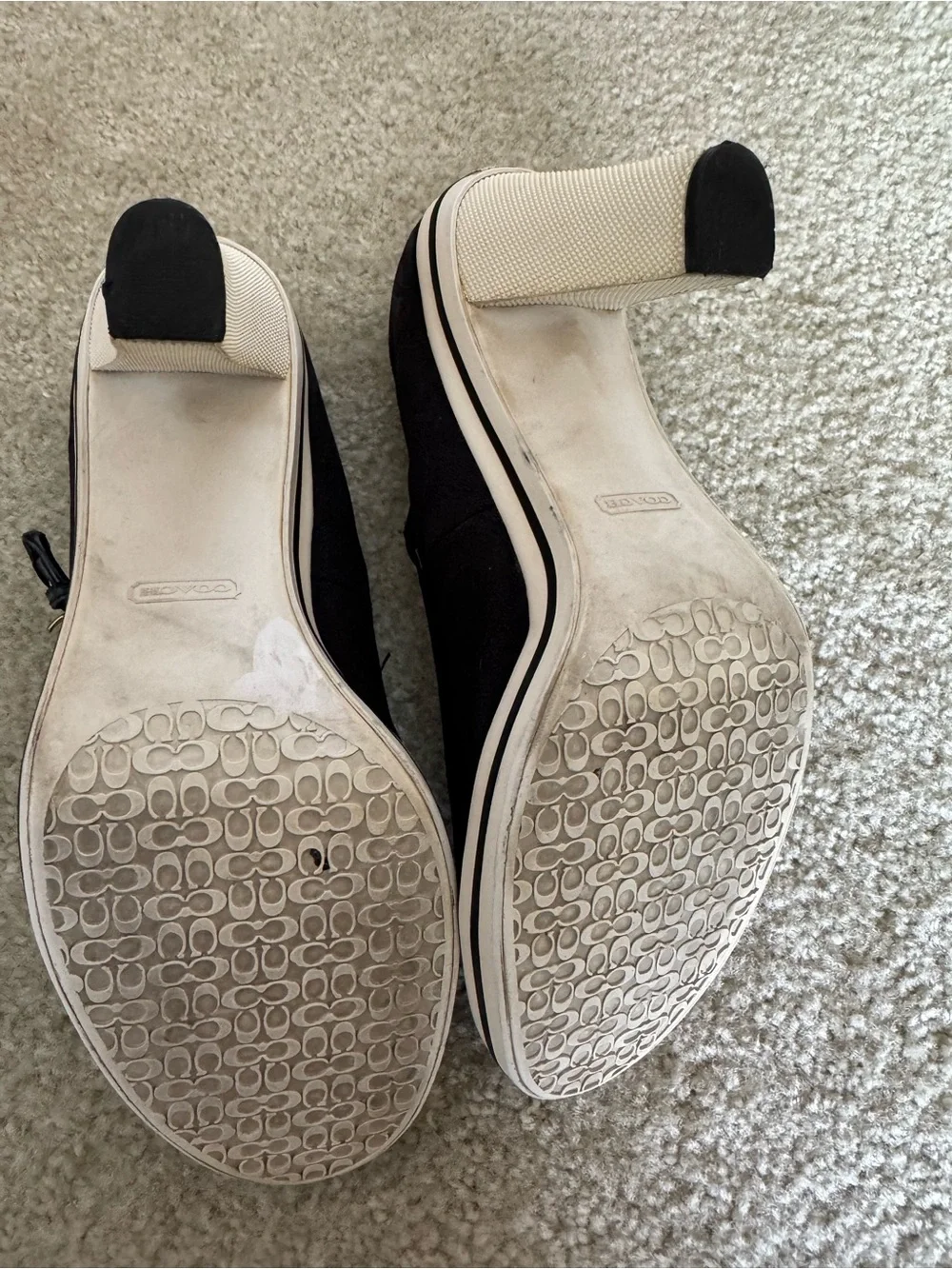 Coach Black Mary Jane Flats with Gold Buckle